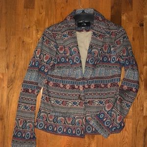 Blazer with  orange, turquoise, gray and brown